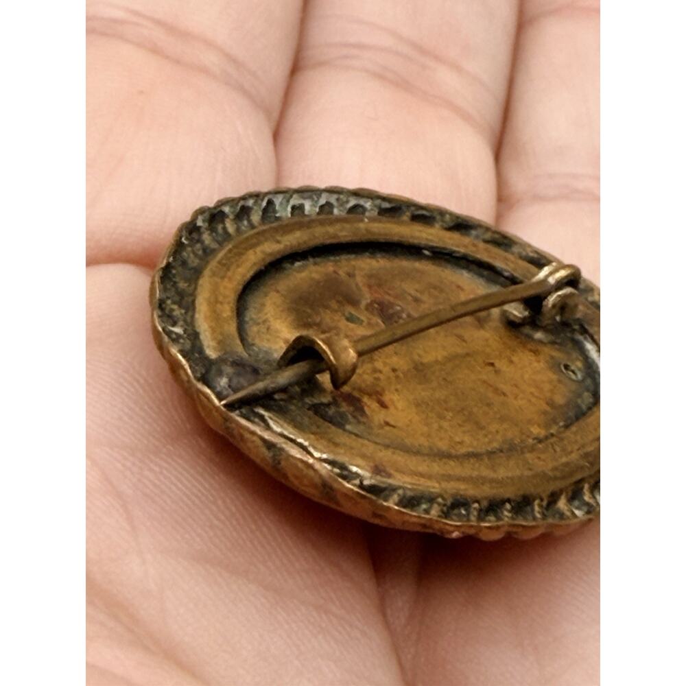 1900's Victorian Reverse Painted Swallow Bird Lapel Pin Brooch Bubble Glass Pink - Picture 5 of 11